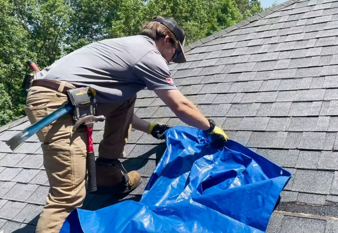 Emergency storm damage roof repair